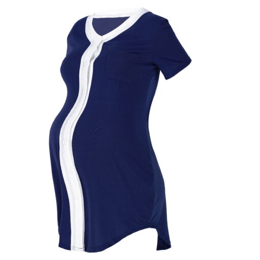 chemise de nuit pour allaitement avec ouverture devant bleu marin