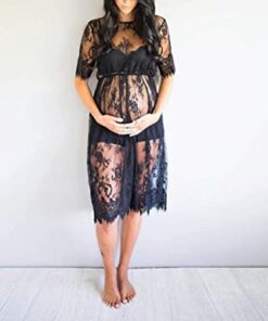 Nuisette femme enceinte dentelle noire courte