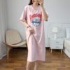 pyjama femme nuisette longue pour allaitement rose