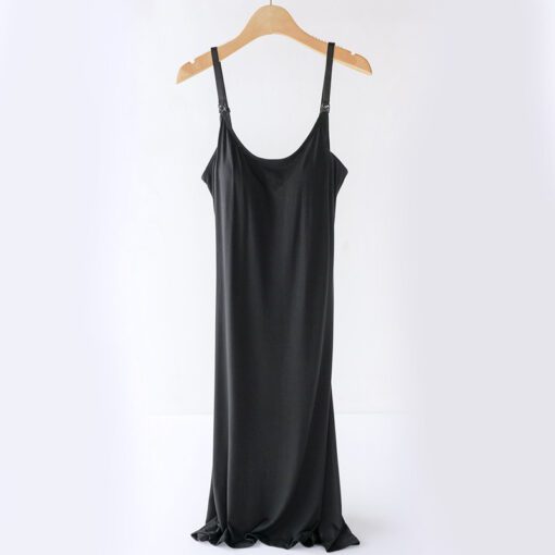 Chemise de nuit avec soutien-gorge intégré d'allaitement noir