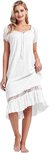 Chemise de nuit ancienne blanche courtes manches